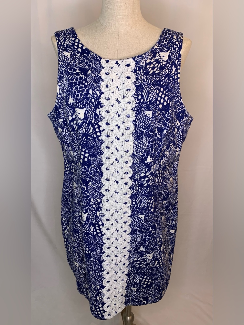 Lilly Pulitzer for Target Upstream fish sleeveless shift dress sz 18 embroidery